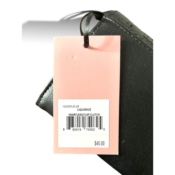 Juicy Couture Heartless Flap Clutch Wallet Black Logo Embossed NWT $45 Y2K - Picture 3 of 5